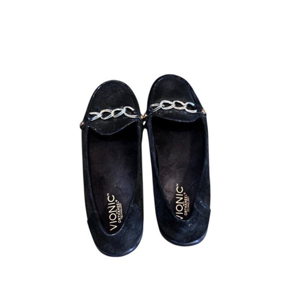 VIONIC Alda orthaheel technology black leather loafers flats Size 7.5 EUC